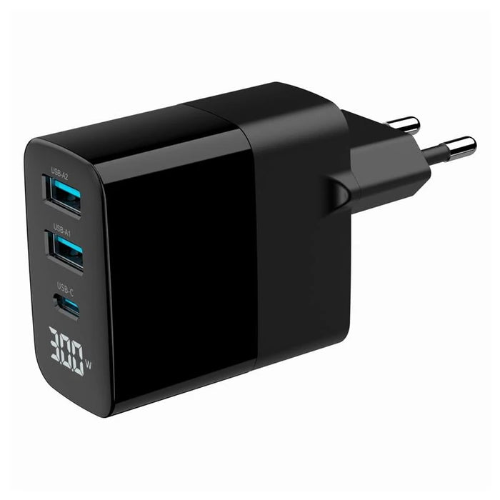 Gembird Cargador rápido3 USB GaN, 30 W LCD · vista 1