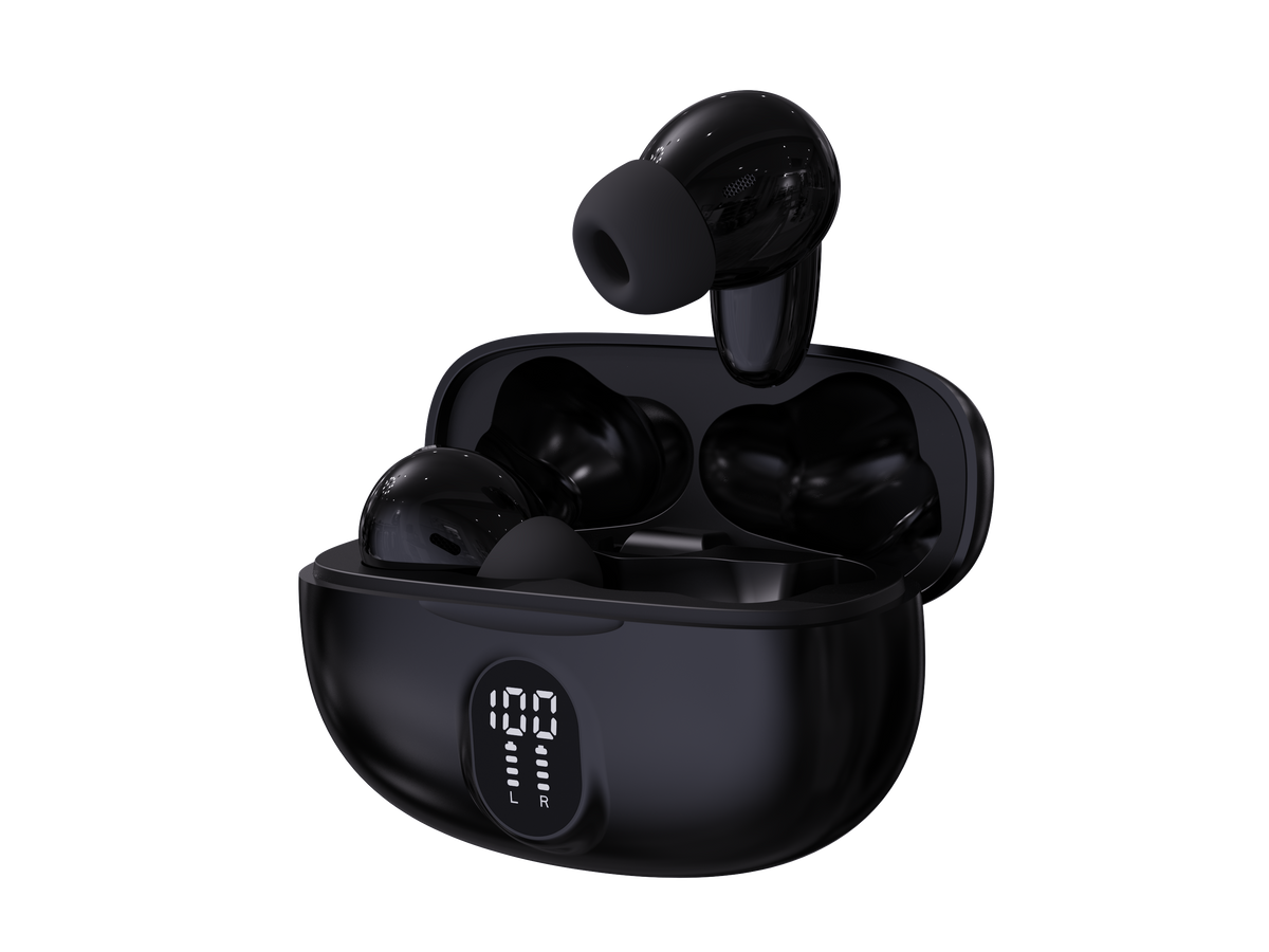 Auriculares Bluetooth Denver inalámbricos con efecto de luz negro · TWE-57B · vista 1