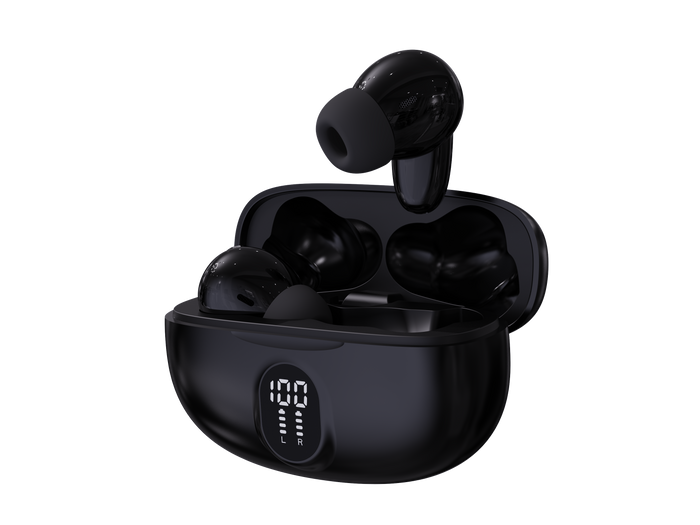 Auriculares Bluetooth Denver inalámbricos con efecto de luz negro · TWE-57B · vista 1