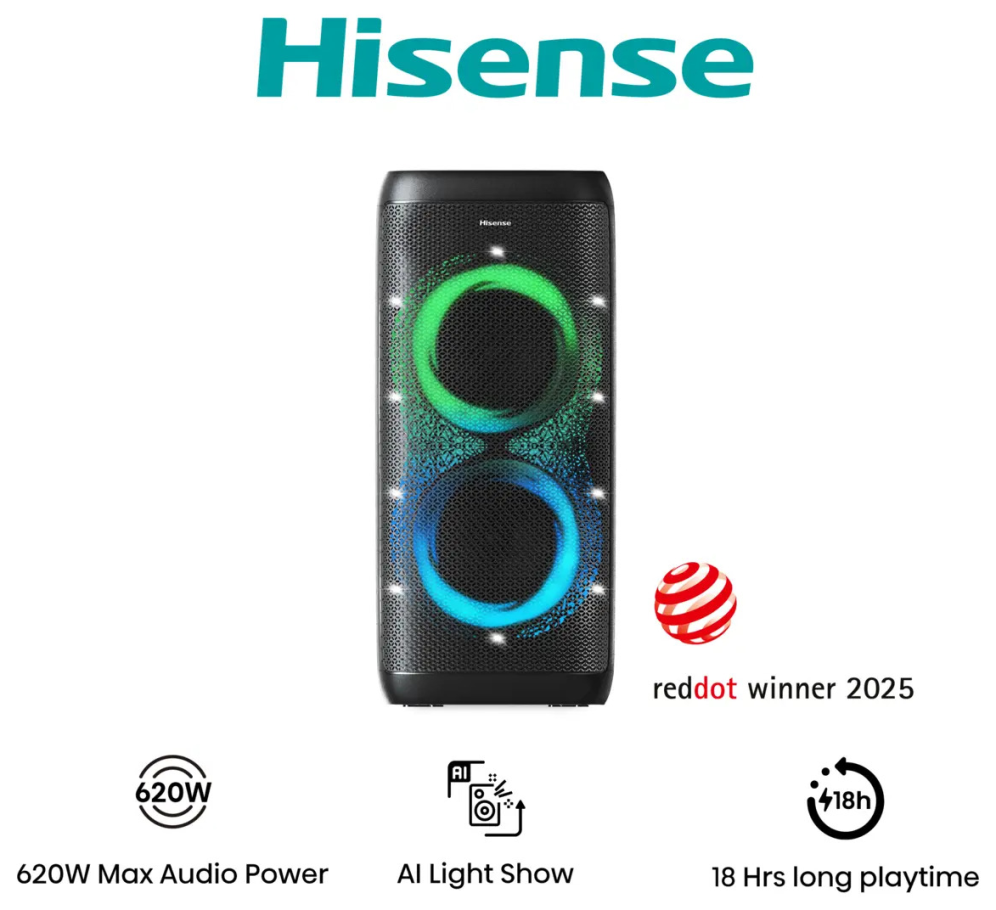 Altavoces Hisense party thunder inalambricos 620w bluethoot 5.4 led · vista 1