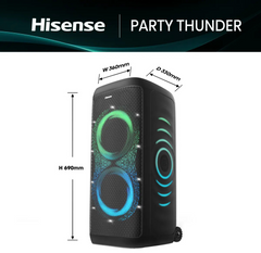 Altavoces Hisense party thunder inalambricos 620w bluethoot 5.4 led · vista 2