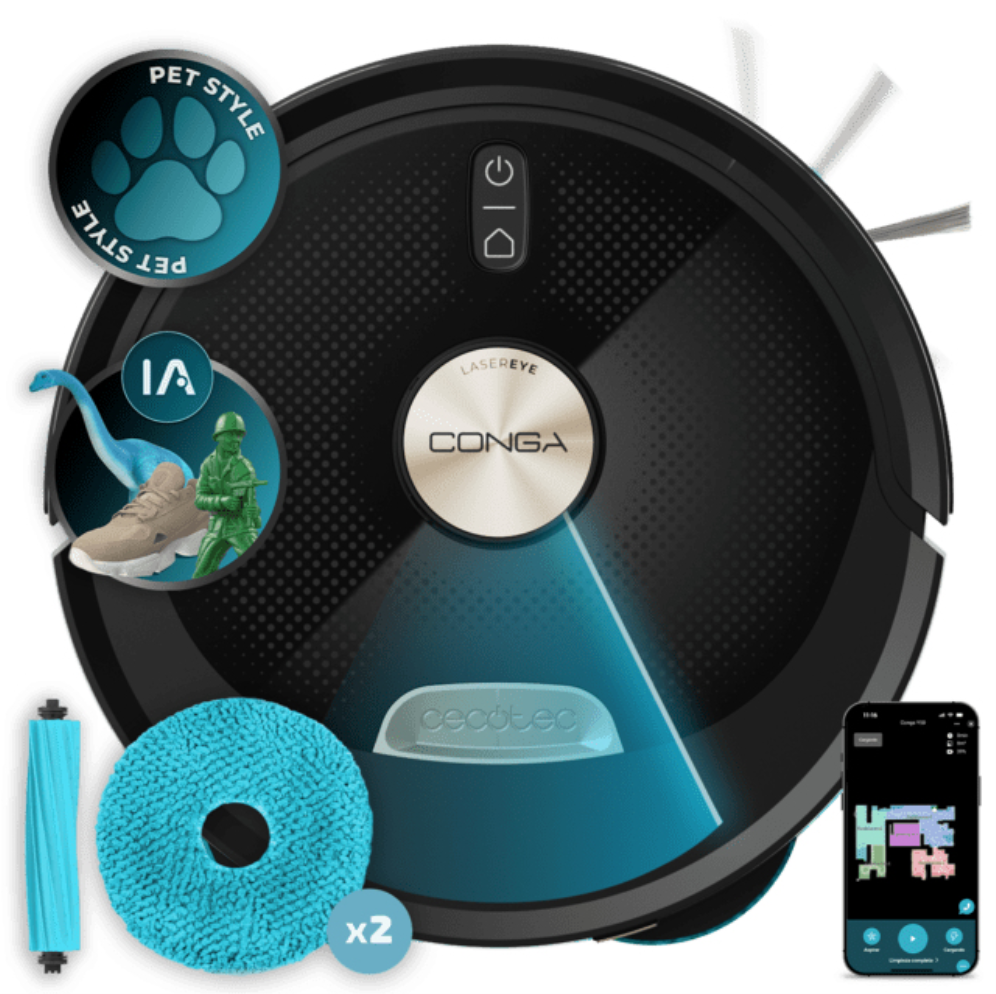 Cecotec Conga M100 Spin AI aspiradoras robotizadas Negro