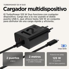 Cargador de pared Motorola 125w ganfast 2XUSB-C + cable · PG38C06632 · vista 7
