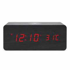 Reloj despertador LED de madera