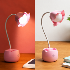 Lámpara USB rosa con forma de flor, resolución mejorada