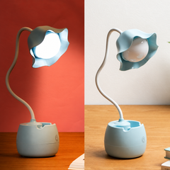 Lámpara USB azul con forma de flor, resolución mejorada