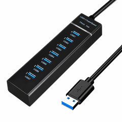 Hub USB 3.0 negro de 7 puertos