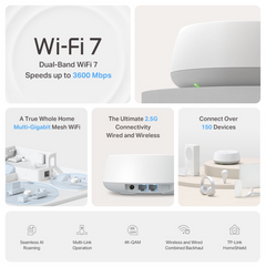 TP-Link DECO BE25(2-PACK) sistema Wi-Fi Mesh (Wi-Fi en malla) Doble banda (2,4 GHz / 5 GHz) Wi-Fi 7 (802.11be) Blanco Interno — imagen 3