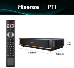 Proyector laser Hisense pt1 4k UHD 2500 lumenes hdr10+ smart tv tiro corto · vista 3