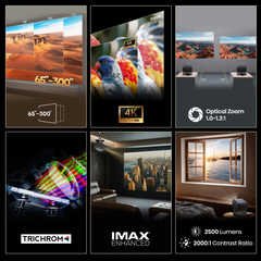 Proyector trichroma Hisense c3 4k UHD 300" 2500 lumenes dolby vision imax · vista 2