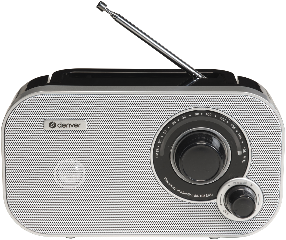 Radio Denver fm con sintonizacion analogica blanca · vista 1