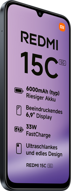 Xiaomi Redmi 15C 17,5 cm (6.9") 5G USB Tipo C 4 GB 128 GB 6000 mAh Negro — imagen 3