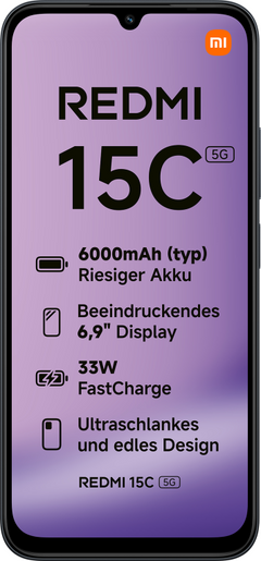 Xiaomi Redmi 15C 17,5 cm (6.9") 5G USB Tipo C 4 GB 128 GB 6000 mAh Negro — imagen 2