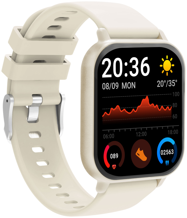 Smartwatch Denver Bluetooth con frecuencia cardiaca y presion arterial blanco · vista 1