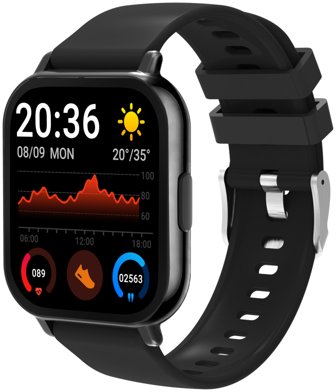 Smartwatch Denver Bluetooth con frecuencia cardiaca y presion arterial negro · vista 1