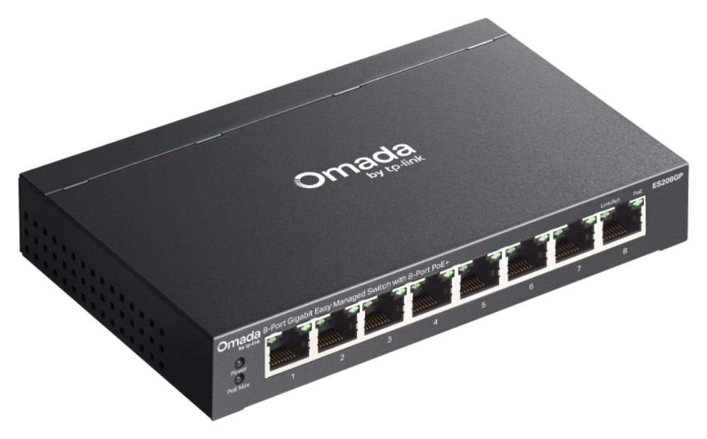 TP-Link Omada ES208GP switch Gestionado L2 Gigabit Ethernet (10/100/1000) Energía sobre Ethernet (PoE) DIN rail Negro — imagen 4