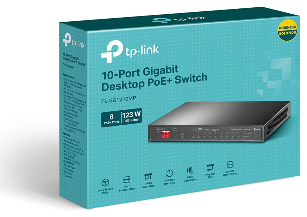 TP-Link TL-SG1210MP switch No administrado Gigabit Ethernet (10/100/1000) Energía sobre Ethernet (PoE) Negro — imagen 4