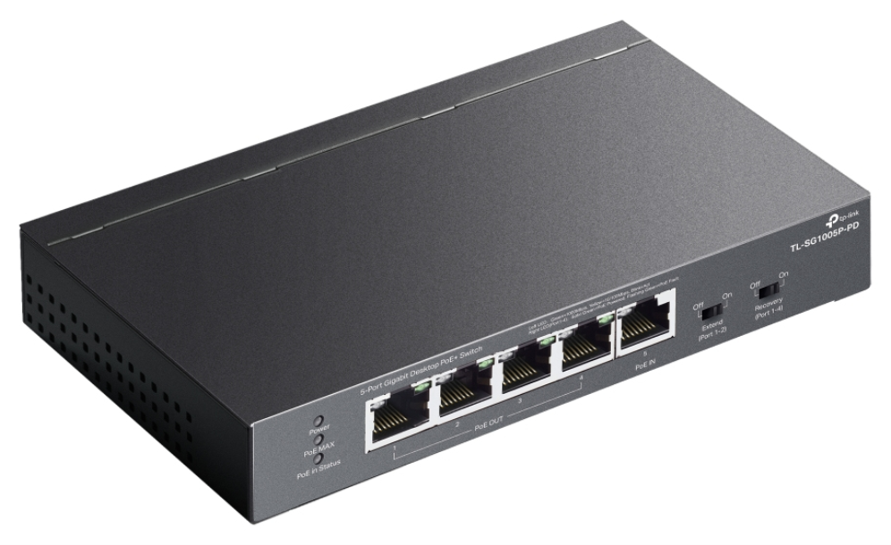 TP-Link TL-SG1005P-PD switch Gigabit Ethernet (10/100/1000) Energía sobre Ethernet (PoE) Negro — imagen 4