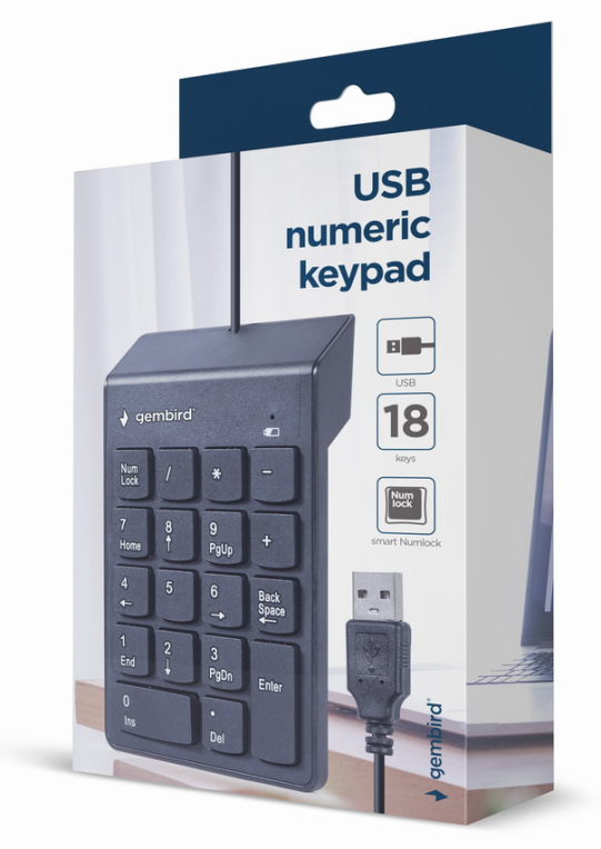 Teclado numerico Gembird USB negro · vista 1