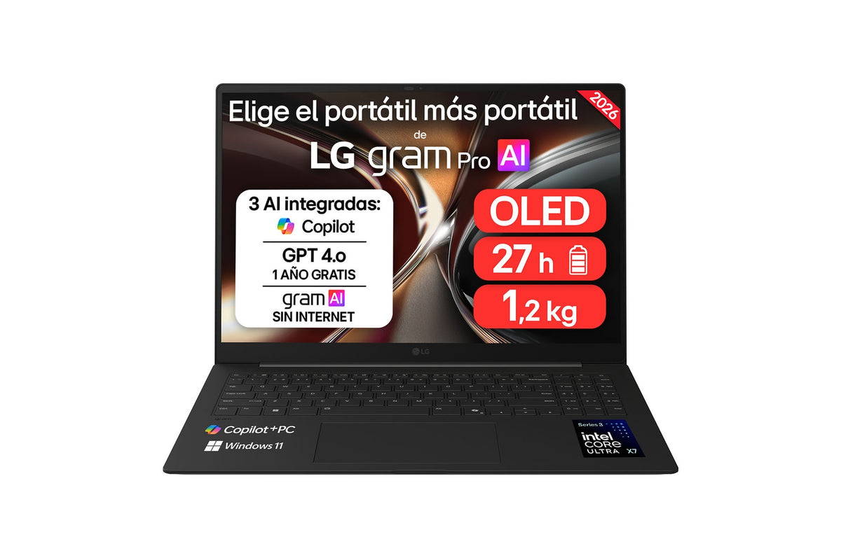 Portátil LG Gram Pro 16Z90U Ux7-358H 32Gb SSD 512Gb 16 W11H · 16Z90U-K.AUB5BN · vista 1