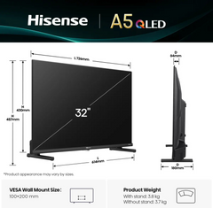 Tv Hisense 32a5q 32" QLED smart tv dolby atmos · vista 2