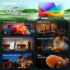 Tv Hisense 40a5s 40" FHD QLED smart tv dolby atmos modo juego airplay · vista 2