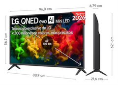 Tv LG 43qned81b6c.aeu 43" qned evo miniled patas laterales WiFi HDMI x3 · vista 2